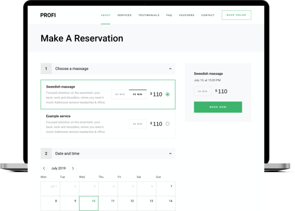 booking form